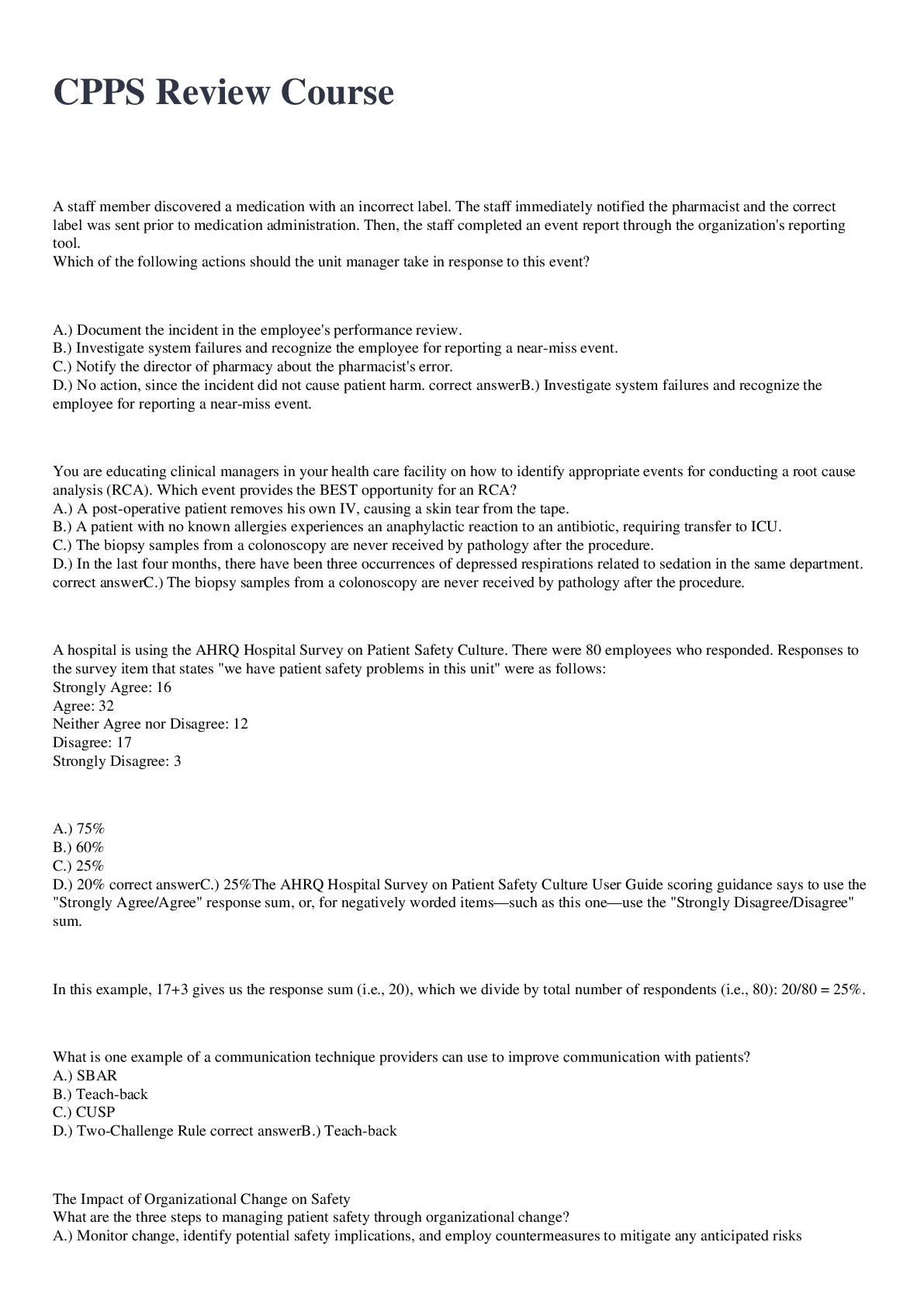 Preview image for CPPS Review Course exam 2022/2023 with 100% correct answers